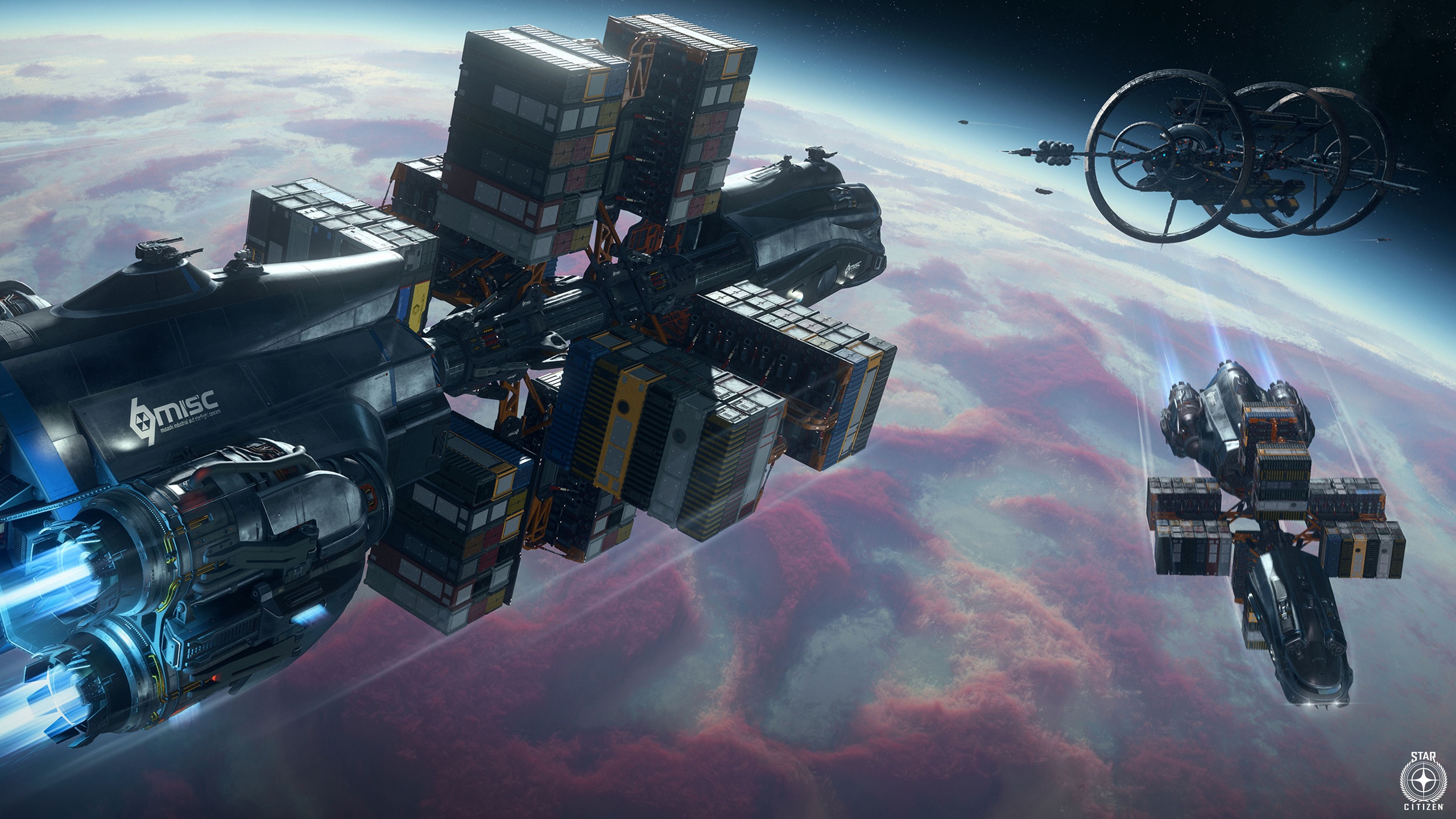 Cargo-Hauling-Szene in Star Citizen mit Fracht und Transport