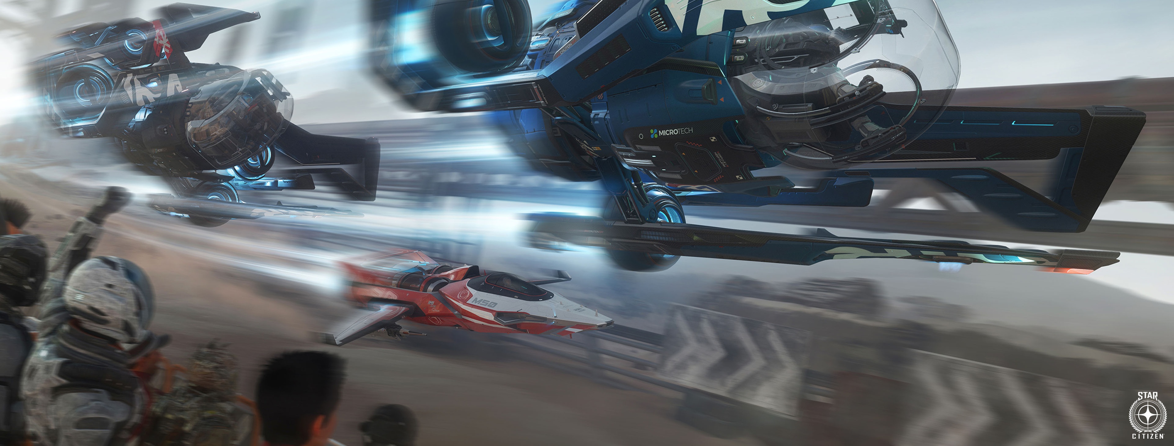 Racing-Szene mit schnellen Schiffen in Star Citizen